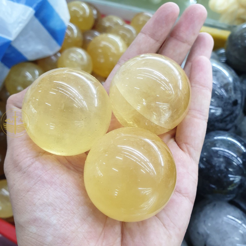 Bi cầu đá Canxit Vàng, Trắng