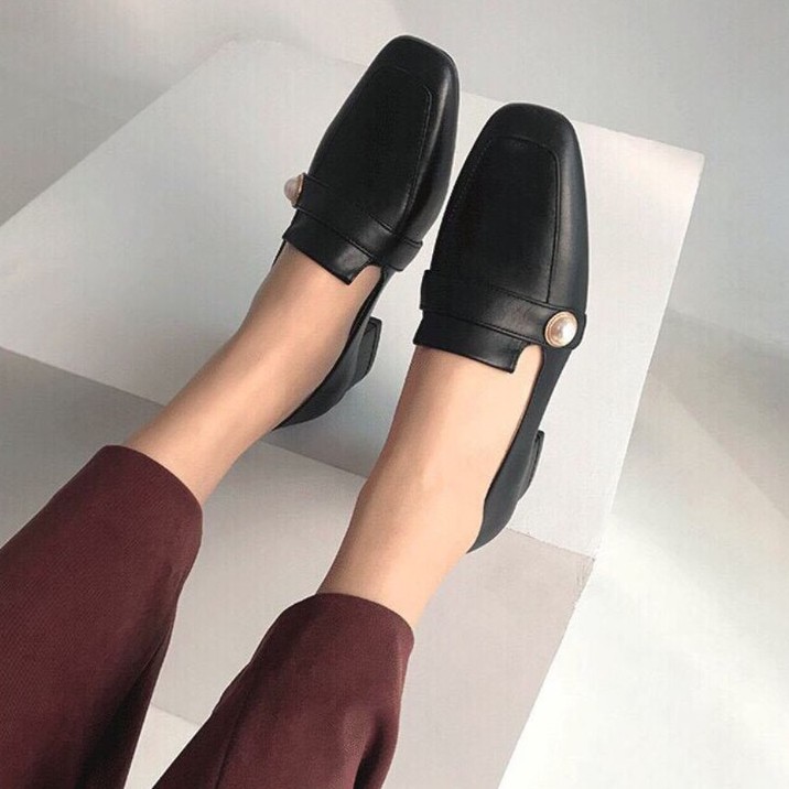 Giày Gót Vuông Cá Tính Đính Ngọc Mã XKC34