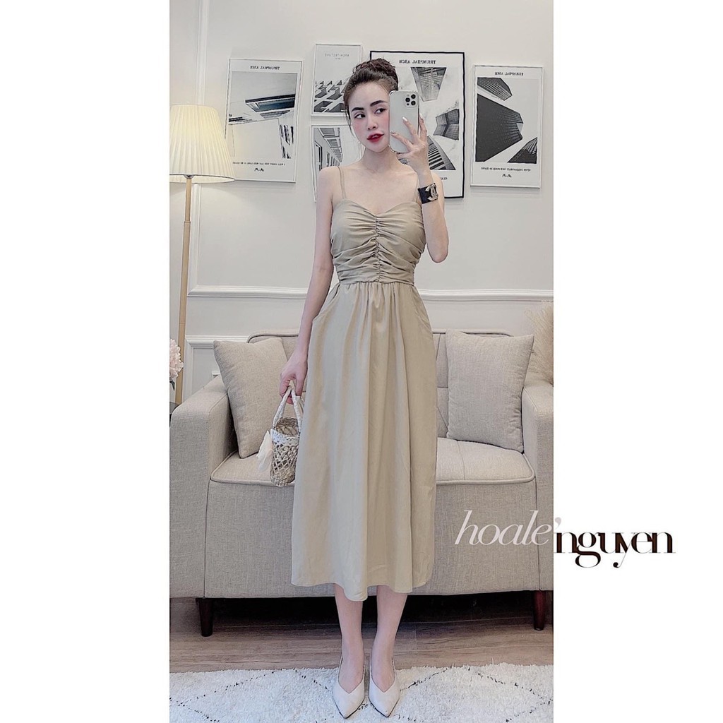 Đầm 2 dây, Váy dây zúm ngực dáng dài Form chuẩn  mặc đi chơi đi biển HOT HIT