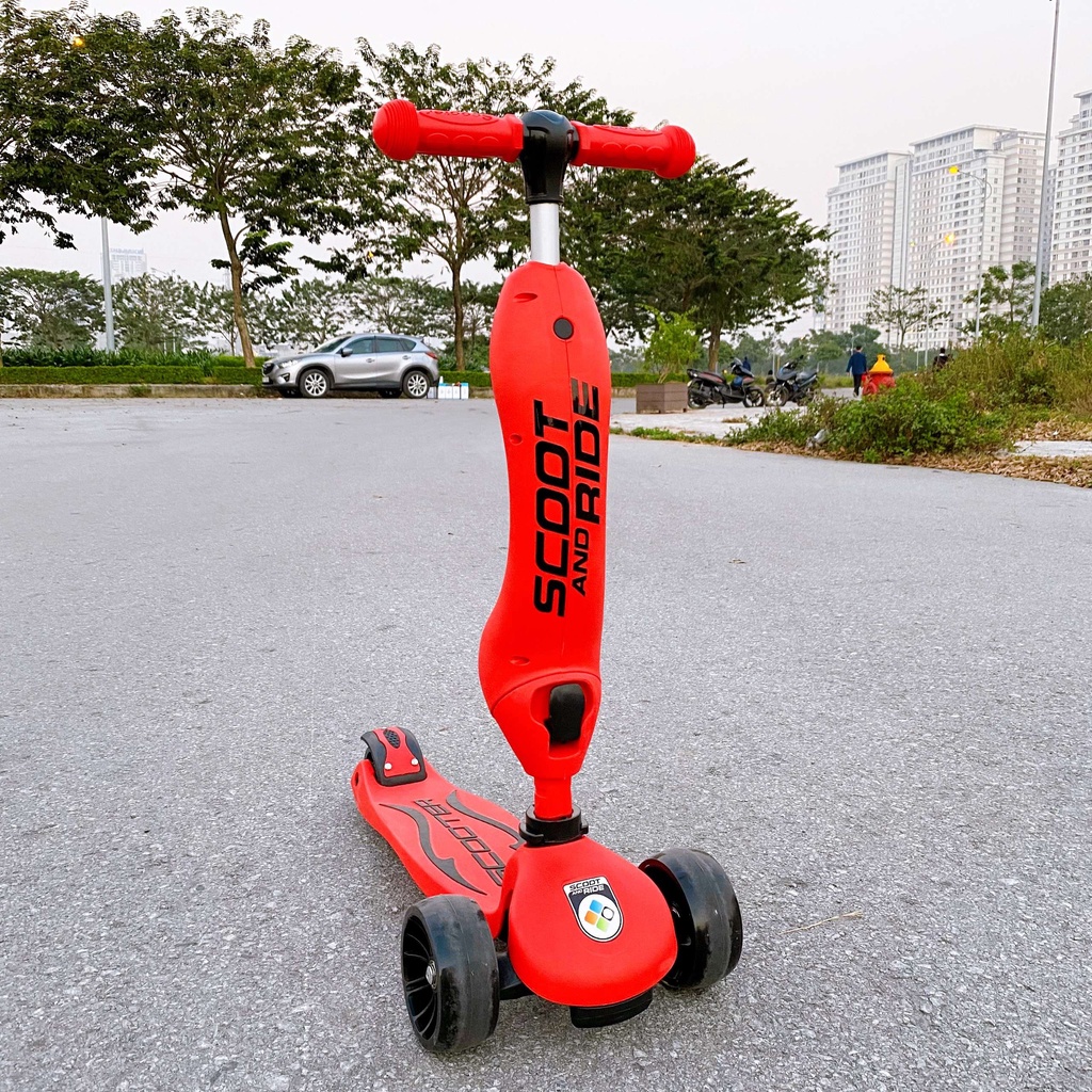 [Freeship 100k] Xe Scooter and ride NOVO 3 in 1, bánh xe to phát sáng, cho bé từ 1-8 tuối-CAM KẾT CHÍNH HÃNG-BH 24 Tháng