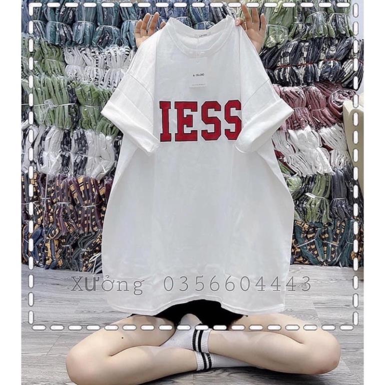 Áo Thun Form Rộng Tay Lỡ Nam Nữ Unisex In Chữ IESS