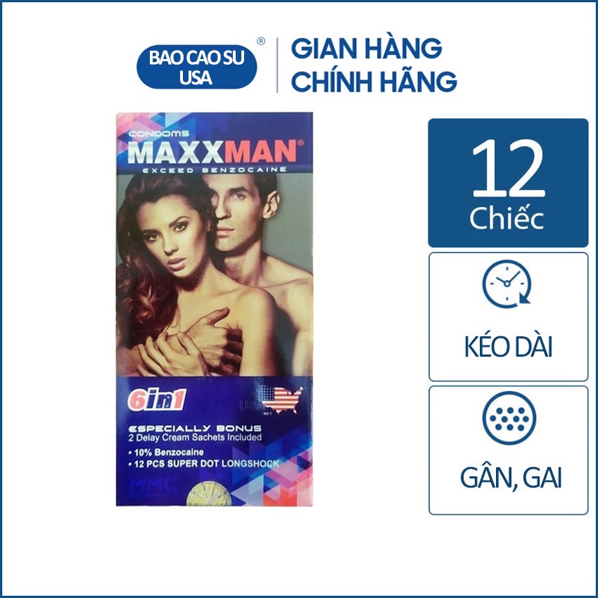 Bao cao su MaxxMan 6in1 gai lớn, kéo dài thời gian quan hệ