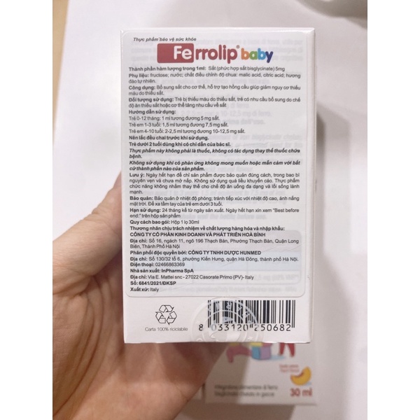 Vitamin bổ sung Sắt cho bé Ferrolip baby