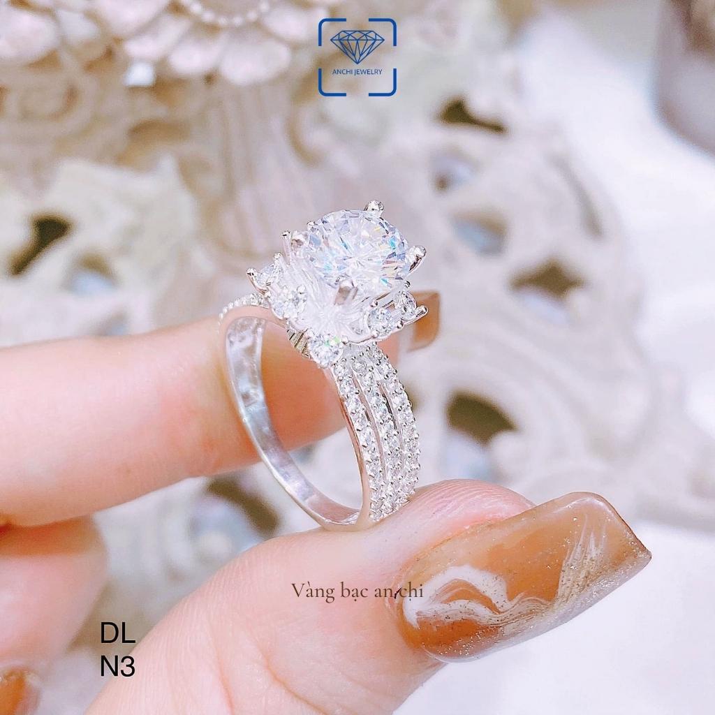 Bộ trang sức nữ bạc ý 925 đính đá hình hoa tuyết gồm: Dây chuyền - Lắc tay - Nhẫn và Bông tai. Anchi jewelry.