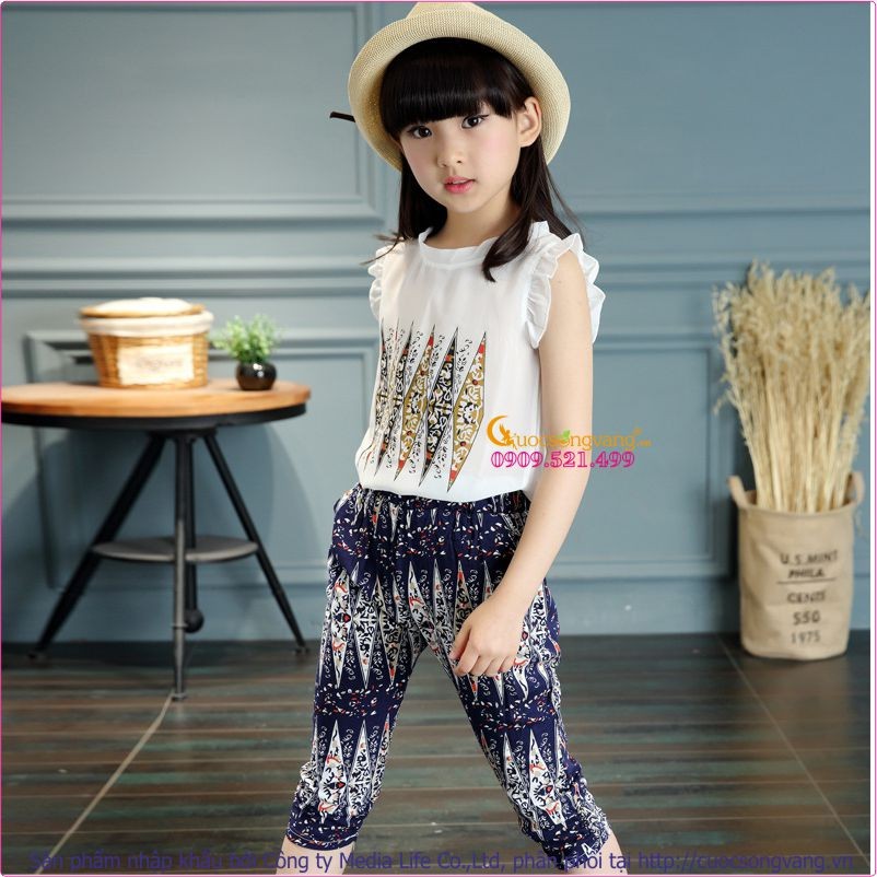 Bộ đồ bé gái voan mềm - Cotton họa tiết GLSET004 Cuocsongvang