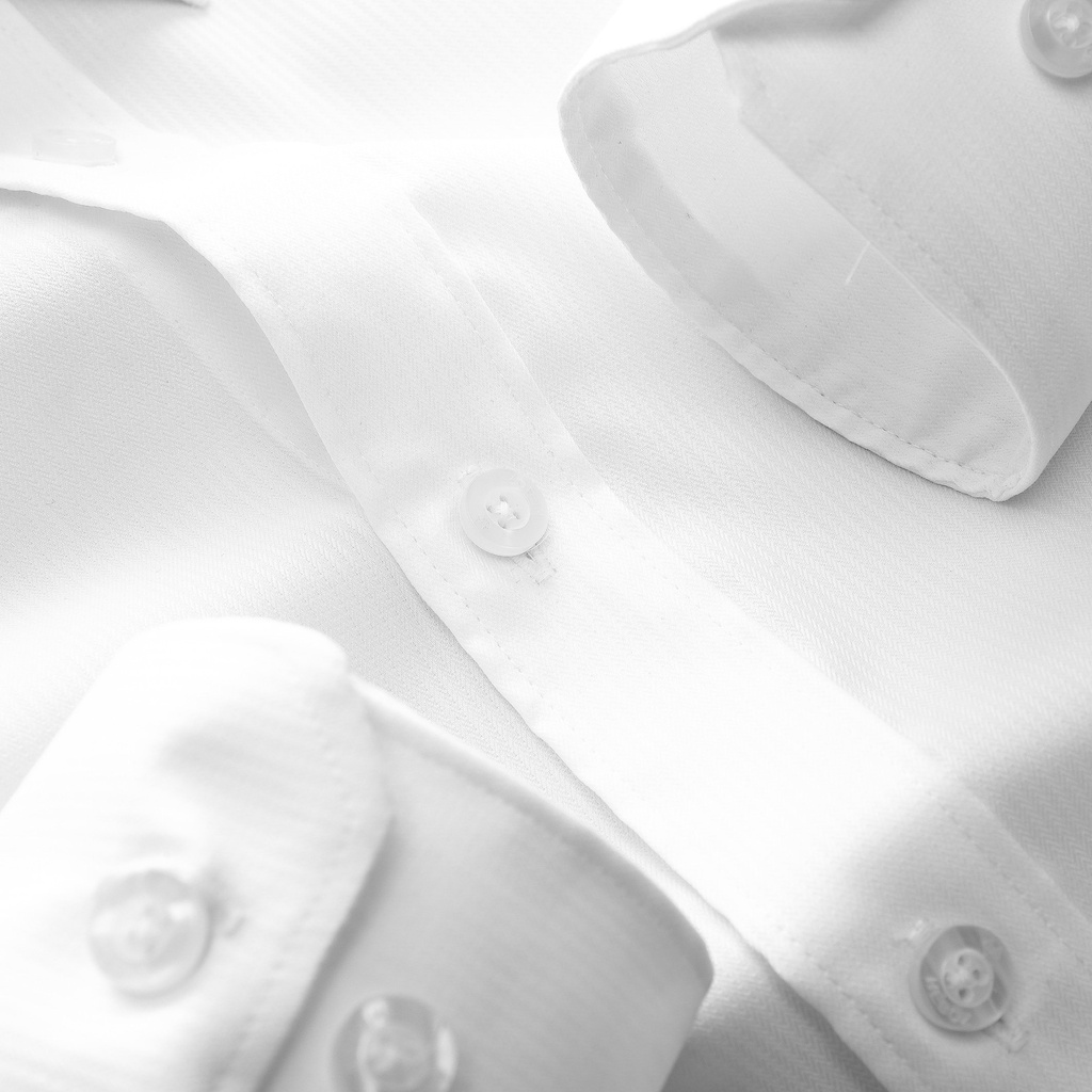 Sơ mi nam tay dài HEBOZ màu trắng trơn, chất vải sợi gân sọc dọc mang thoải mái, lên dáng thanh lịch 03 - 00001081