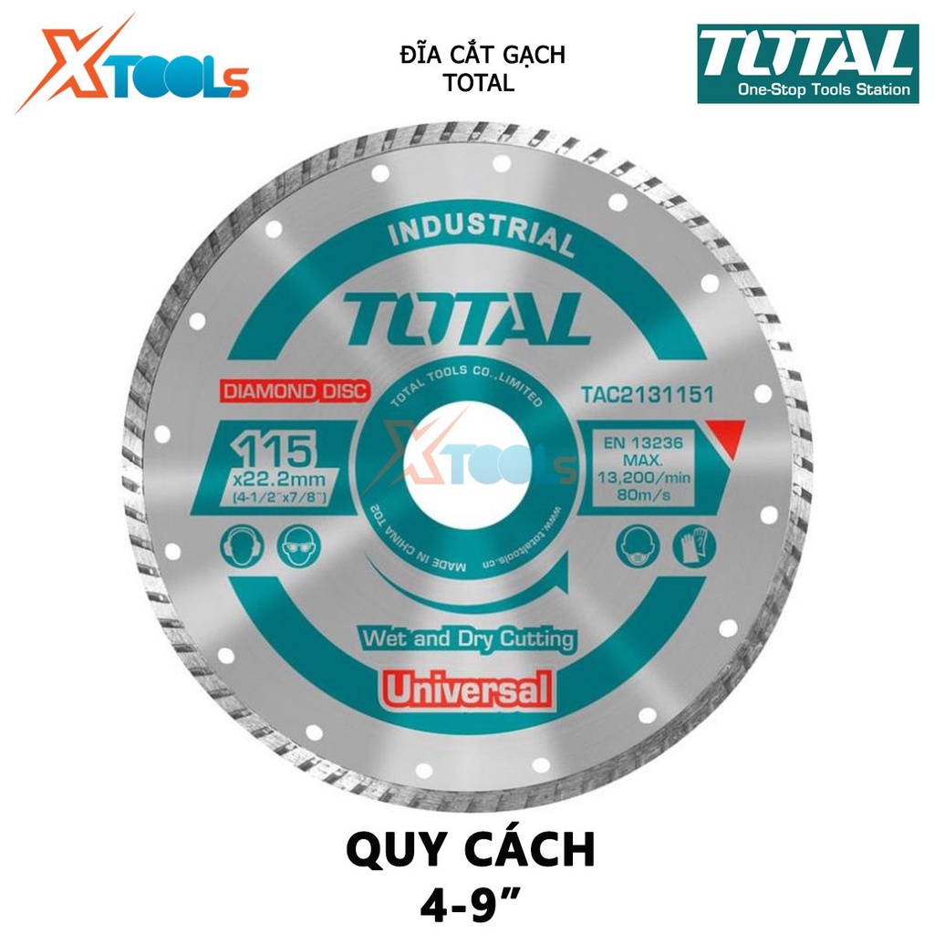 Đĩa cắt gạch TOTAL | đĩa cắt mini, đủ size 5” 7” 9”, chiều rộng lưỡi 7.5mm [CHÍNH HÃNG] [XTOOLS]