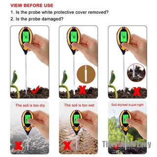 [Time2] Máy đo độ ẩm đất PH 4 trong 1 Máy đo độ ẩm ánh sáng mặt trời cho bãi cỏ cây trong vườn