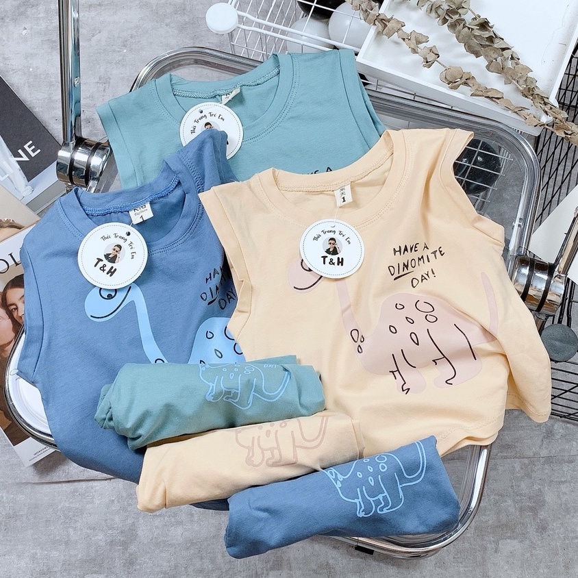 [XẢ HÀNG] Bộ Quần Áo Khủng Long Bé Trai Chất Cotton Tàu Co Giãn 4 Chiều