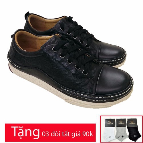 Giày nam thể thao snekear cao cấp, giày nam da bò hàng nhập khẩu chính hãng asia, đế cao su khâu