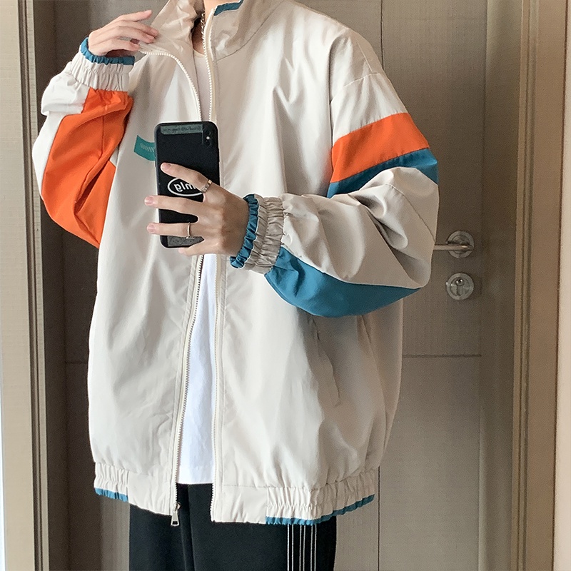 Áo Khoác bomber Cổ Đứng Dáng Rộng Thời Trang Xuân Thu Phong Cách Hồng Kông Cá Tính Cho Nam