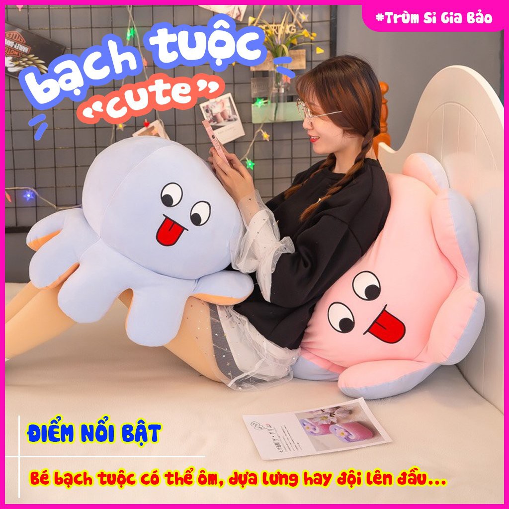 Bạch tuộc cảm xúc size lớn khổng lồ 2 mặt , thú bông bạch tuột size to chất nhung Hàn Quốc vải co giãn 4 chiều