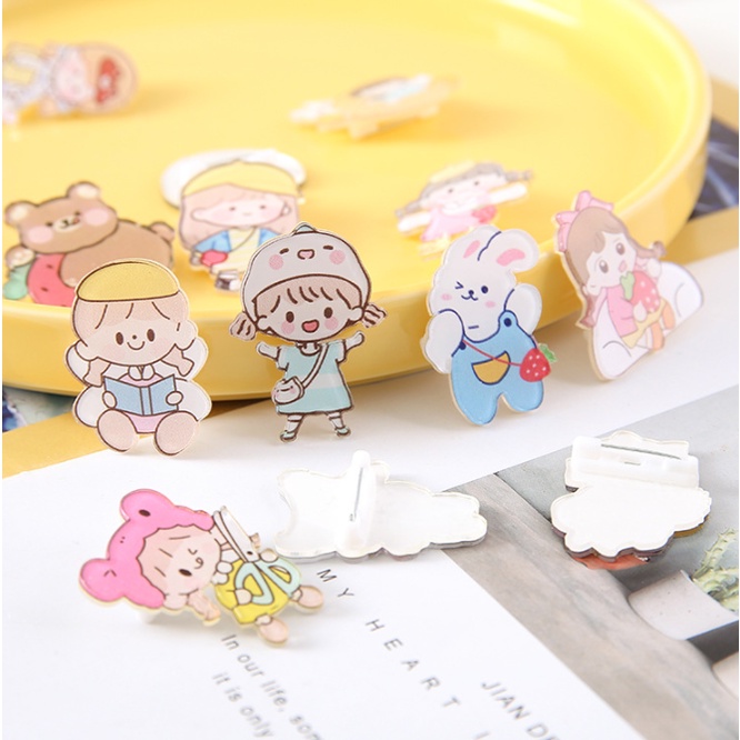 Ghim Cài Áo Bằng Acrylic Hình Thỏ Hoạt Hình Dễ Thương