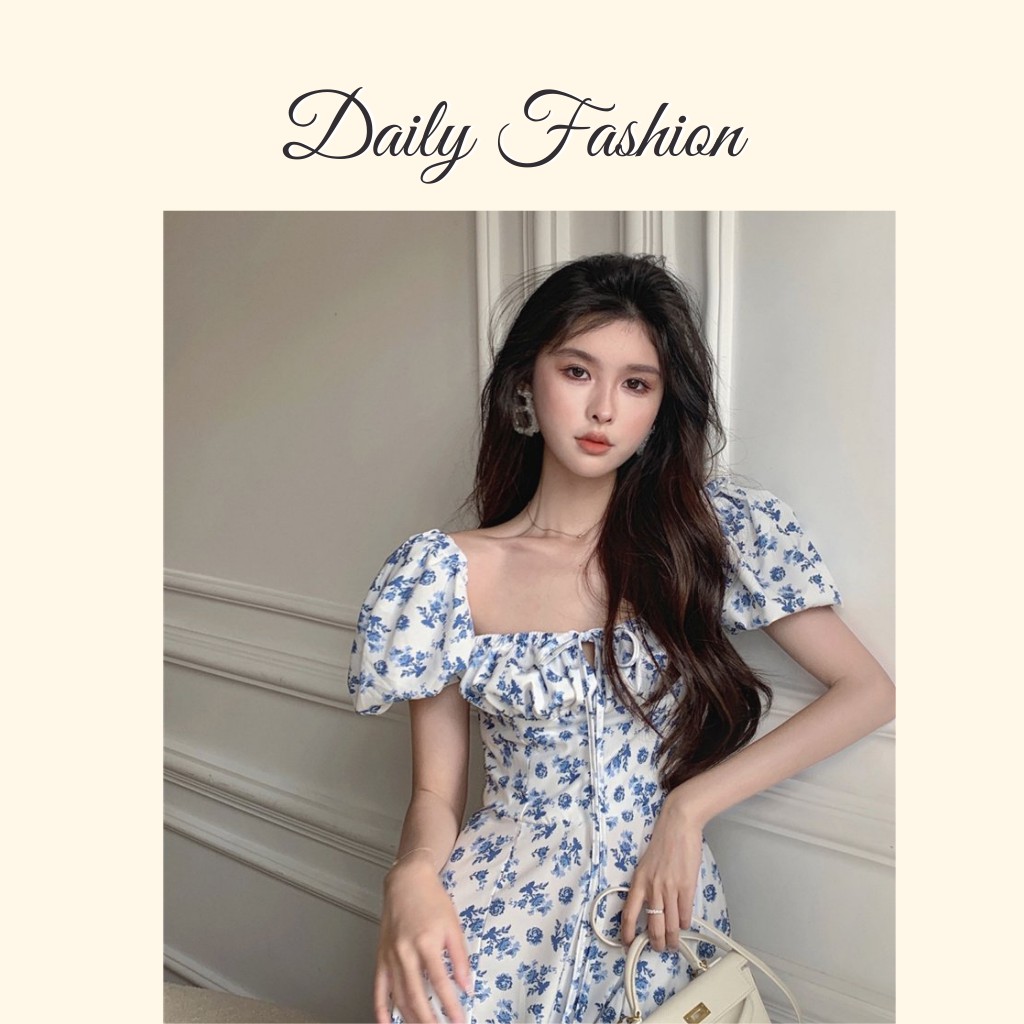 Đầm Maxi hoa xanh xẻ tà dáng dài đi biển giá rẻ, đẹp | BigBuy360 - bigbuy360.vn