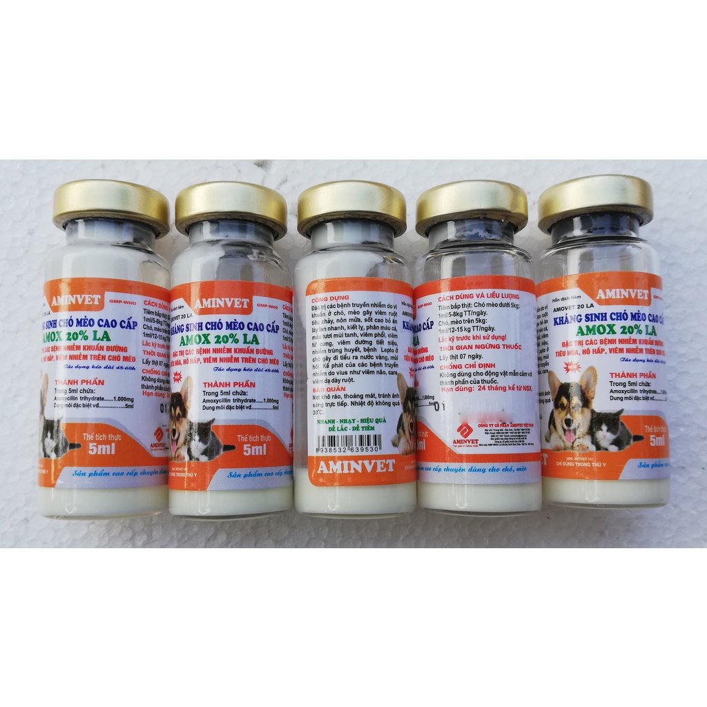 1 lọ AMOVET 20 LA 5ml Sản phẩm cao cấp dùng tốt cho chó, mèo