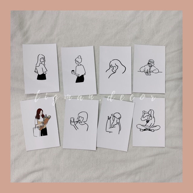[CÓ SẴN] SET POSTCARD CÔ GÁI TRẮNG ĐEN