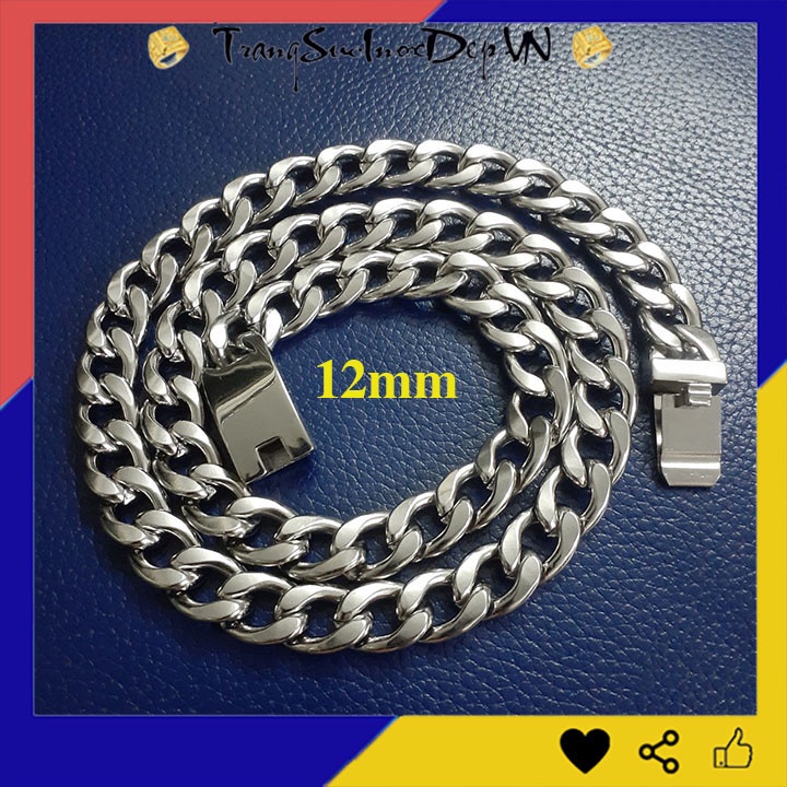 Dây chuyền nam inox kiểu lặc đơn 12mm khóa hộp đẳng cấp sáng đẹp đem lại đẳng cấp, phong độ cho người đeo
