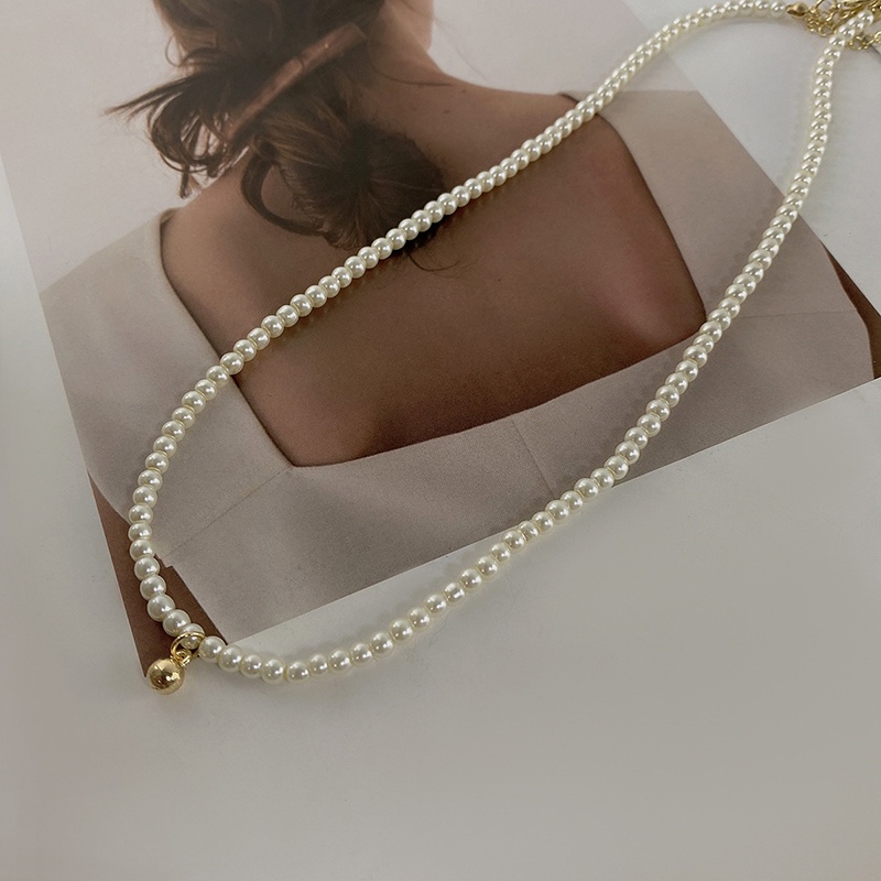 Vòng Cổ Choker Đính Hạt Ngọc Trai Tròn Màu Vàng Sang Trọng Dành Cho Nữ