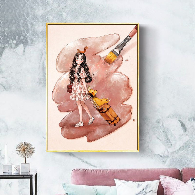 Tranh Thêu Chữ Thập Forest Girl Dreamy Pink