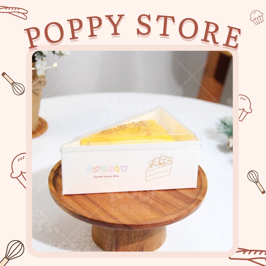 Hộp đựng bánh, hộp tam giác, hộp đựng thực phẩm có nắp, dùng 1 lần - POPPY STORE