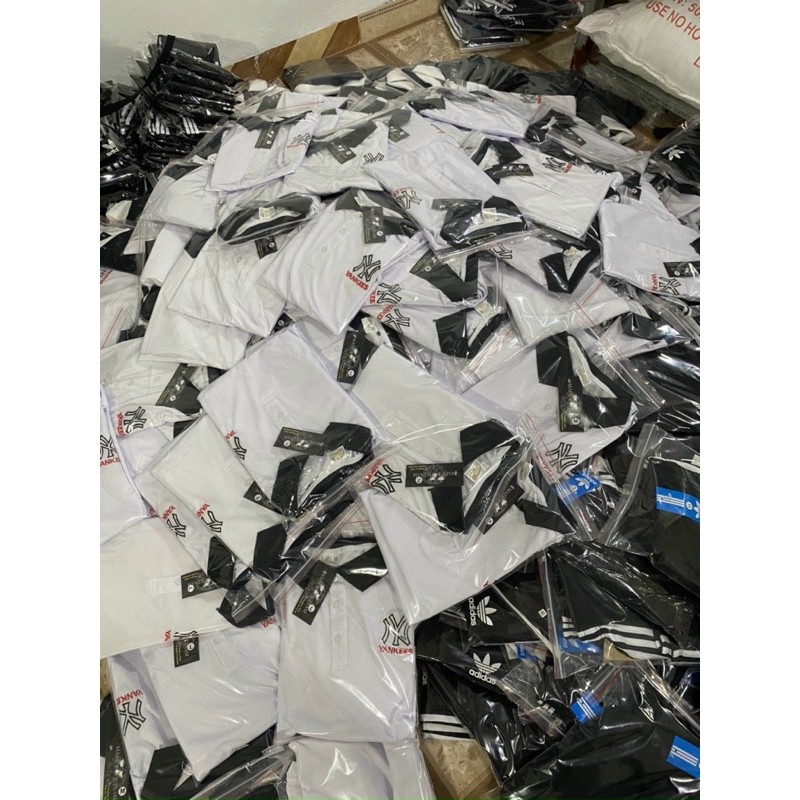 AN475 - ÁO PHÔNG NAM CÓ CỔ TRẮNG ĐEN THÊU NY | BigBuy360 - bigbuy360.vn