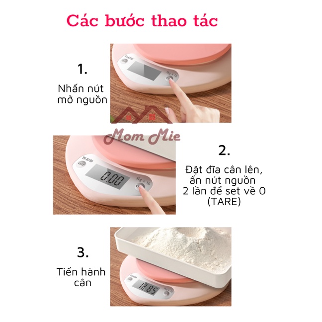 [Mới] Cân tiểu ly điện tử 1 - 5kg nhỏ gọn, dùng pin hoặc sạc điện, thiết kế trái tim độc đáo