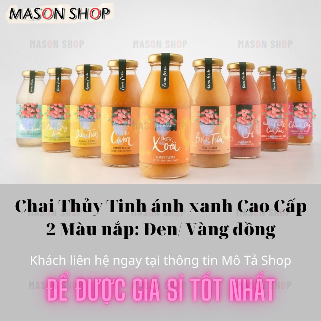 CHAI THỦY TINH dứa nắp thiếc 260ml Chai lọ đựng sữa màu Xanh An Toàn dùng cho nước ép detox sinh tố