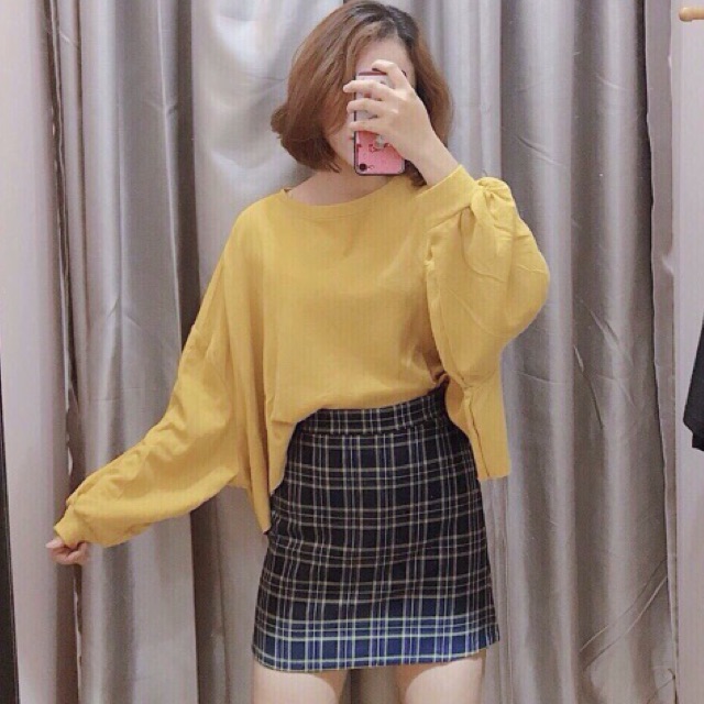 Áo croptop from rộng tay bo