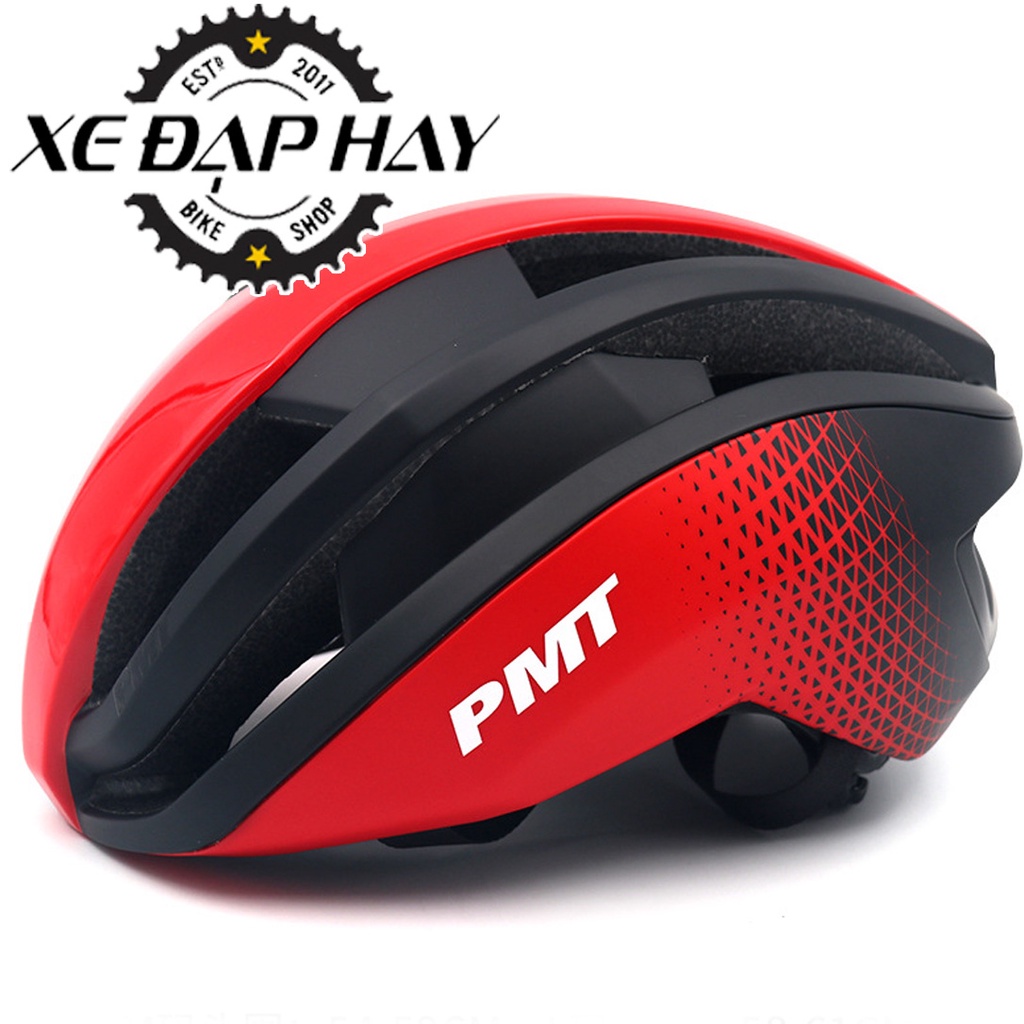 [Phụ kiện xe đạp cao cấp] Mũ Nón Bảo Hiểm Đạp Xe Thương Hiệu PMT PUDI | Màu Đen Đỏ, SIZE L  58-61Cm