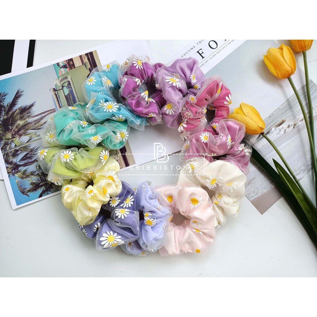 Dây buộc tóc Scrunchies 2 LỚP HOA CÚC , HOT HIT, SIÊU XINH