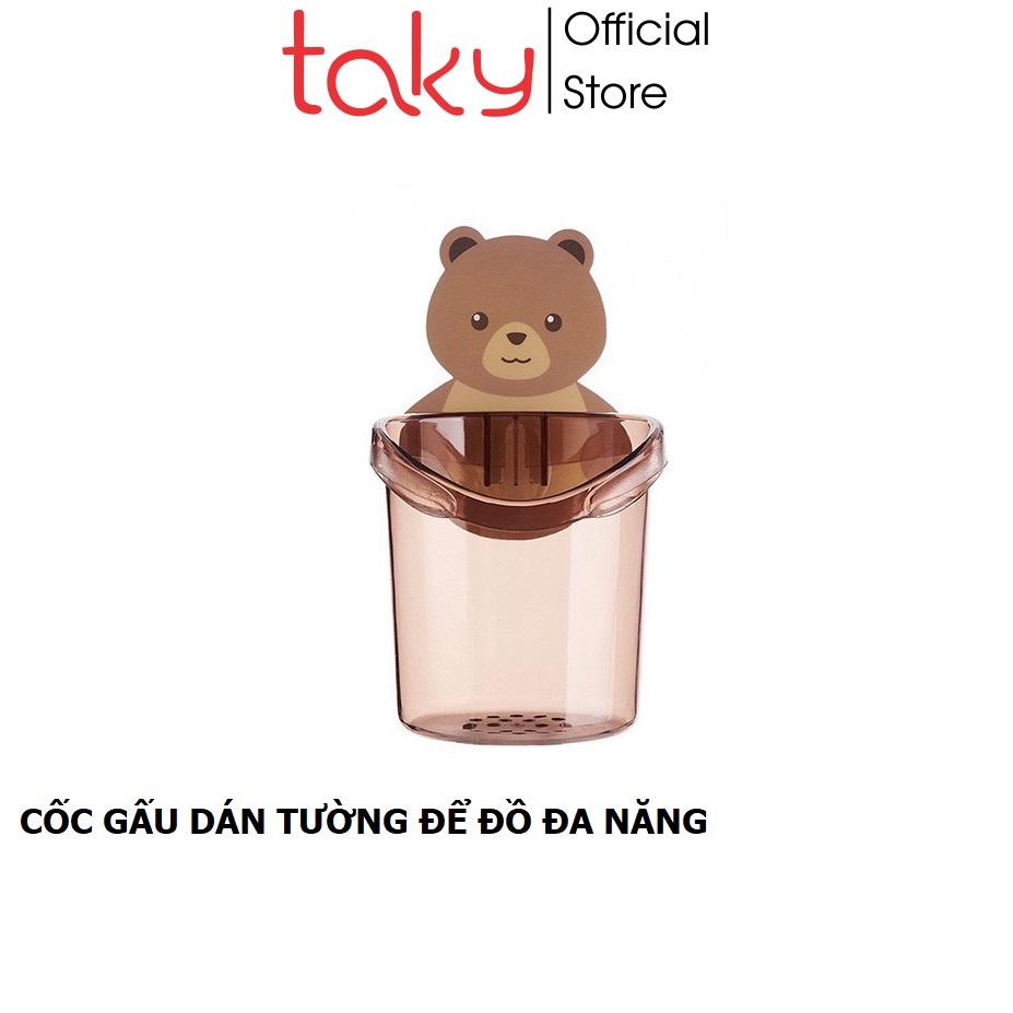 Cốc Gấu- Taky, Đựng Bàn Chải, Kem Đánh Răng Dán Tường Trong Nhà Tắm, Tiện Dụng Và Không Khoan Đục Tường. 4060