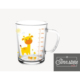 Ly thủy tinh chia vạch 350ml hình ngộ nghĩnh,cốc chịu nhiệt 130° có nắp(tặng ống hút),ly pha sữa(ngẫu nhiên)