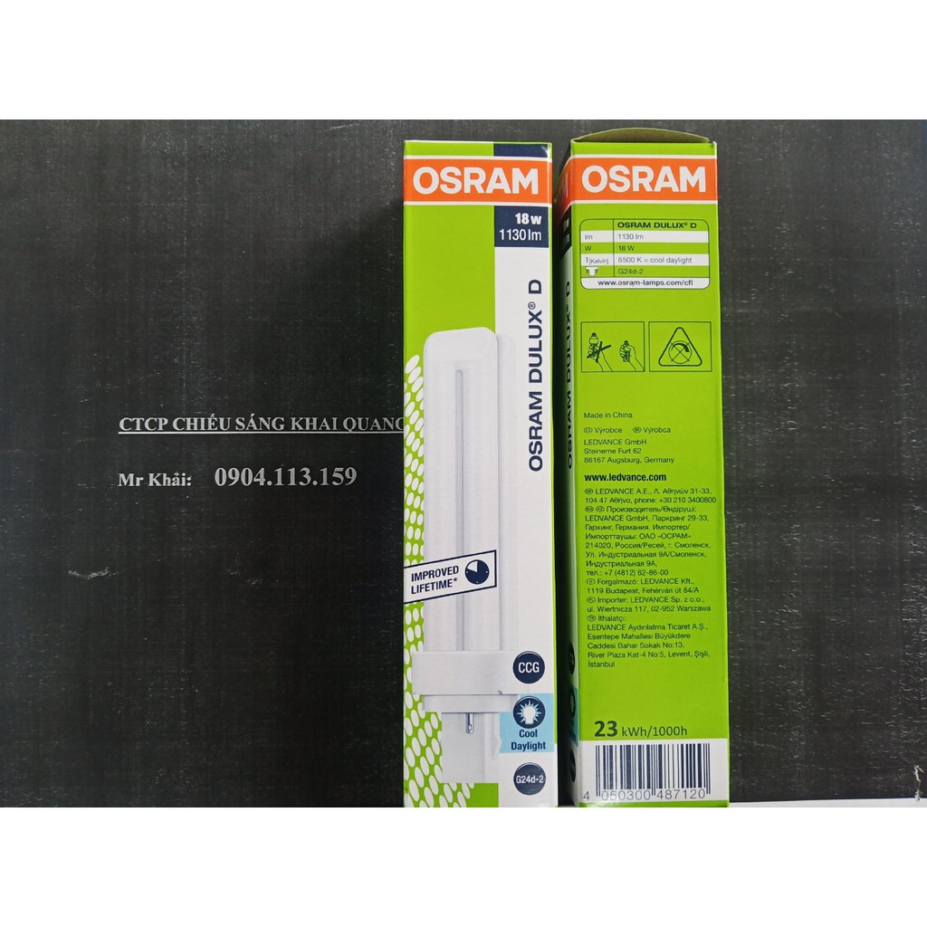 (SALE) Combo 5 Bóng compact gián tiếp Osram Dulux D 18W / 865