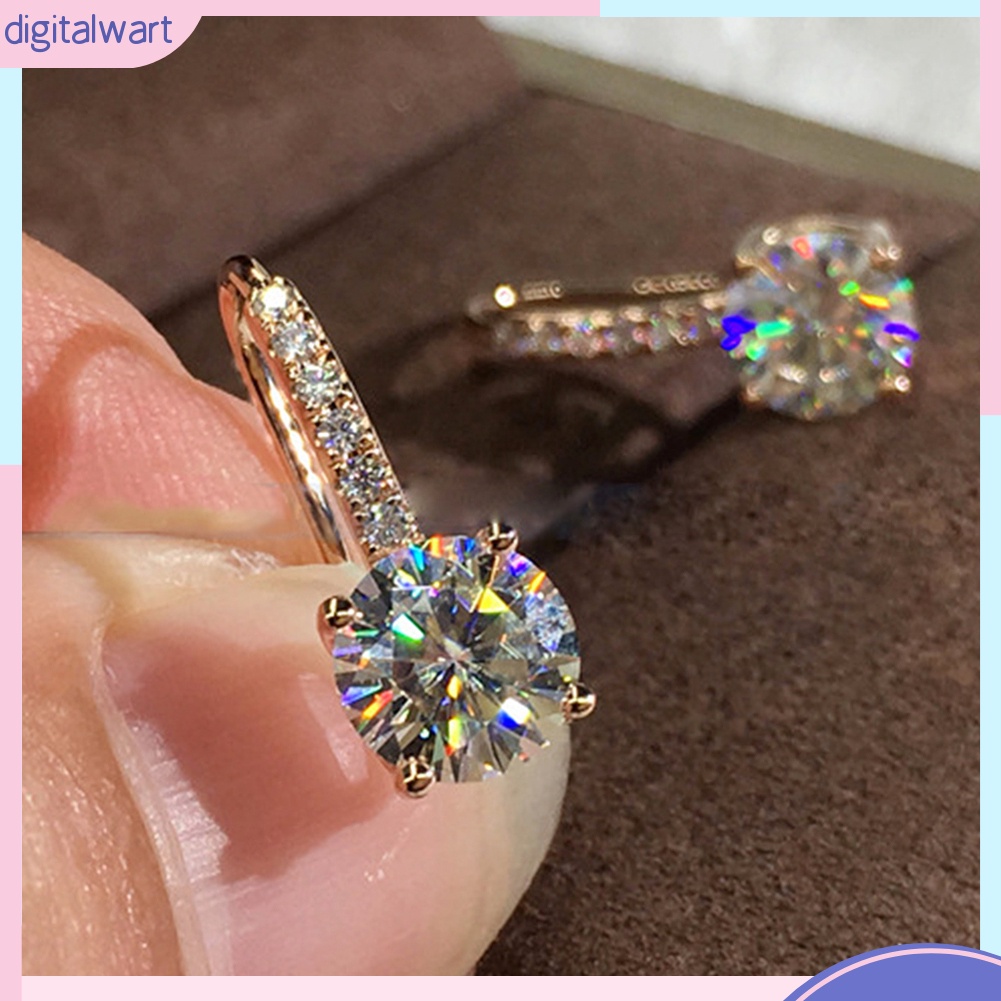 Bông Tai Tròn Dạng Móc Đính Đá Zircon Thời Trang Cho Nữ