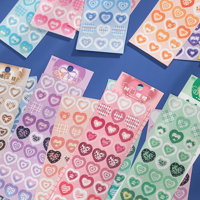 Peach 2Pcs Love base material stickers Heart pounding Journal Scrapbook Decor Sticke