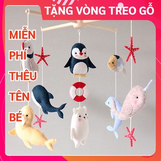 [TẶNG BẢNG TÊN BÉ & VÒNG TREO] Đồ chơi treo nôi cho bé kích thích thị giác ảnh thật, có nhạc tự xoay CHIM HẢI ÂU