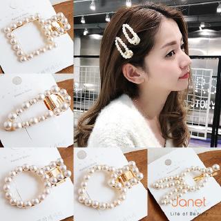 Kẹp Tóc Mái Bằng Kim Loại Đính Ngọc Trai Giả Phong Cách Hàn Quốc