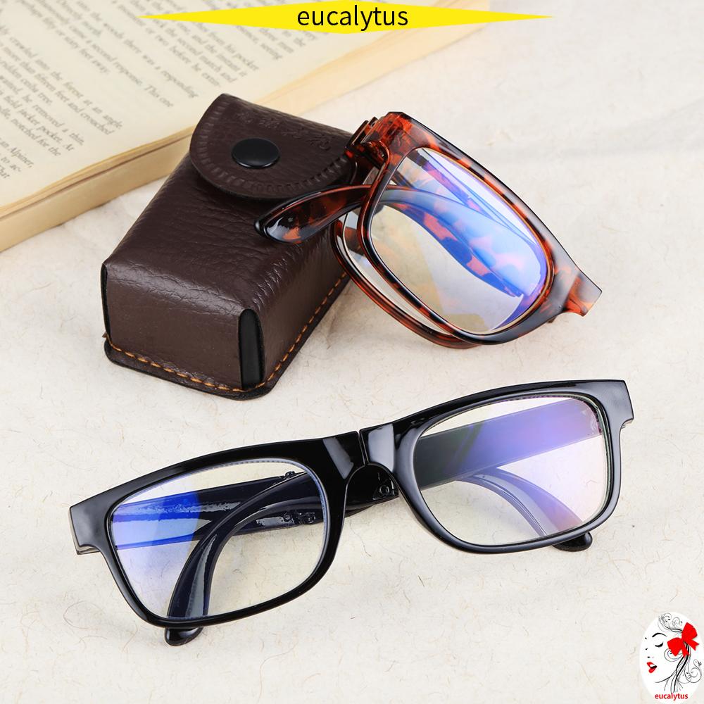 🌸EUTUS🌸 Unisex Folding Reading Glasses Portable Compact Reading Glasses Presbyopic Glasses Vision Care Anti Blue Light Diopter +1.0~4.0 Eyewear with...