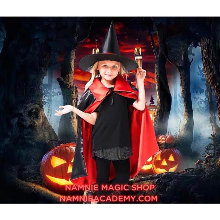 Set Bộ Áo Choàng Và Mũ Ảo Thuật Phù Thuỷ Hóa Trang HALLOWEEN Trung Thu Giá Rẻ Dành Cho Bé