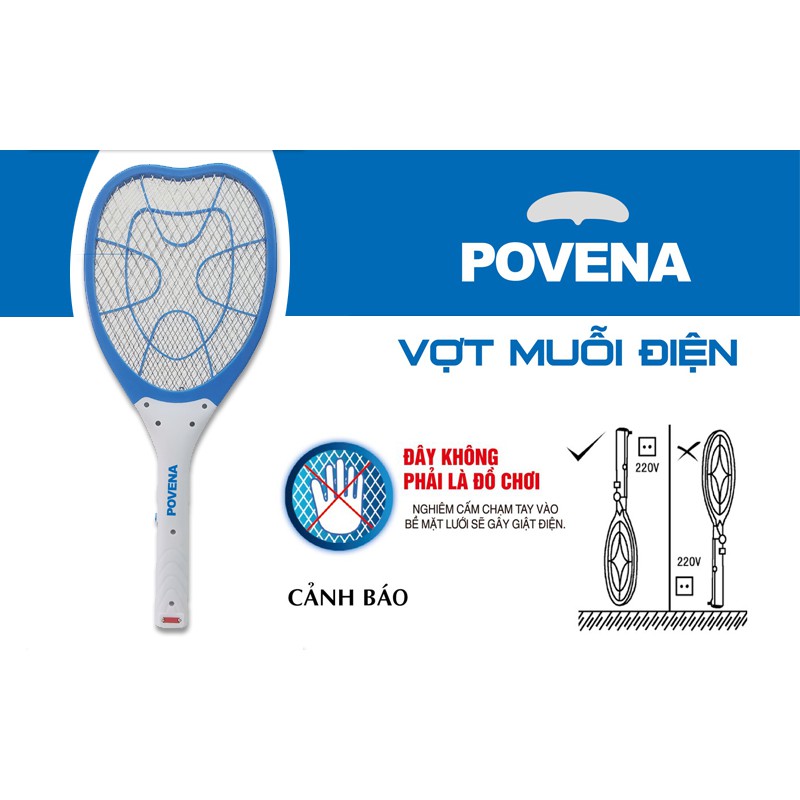 Vợt muỗi điện cao cấp Povena PVN-MQ22 - Bảo hành chính hãng 12 tháng