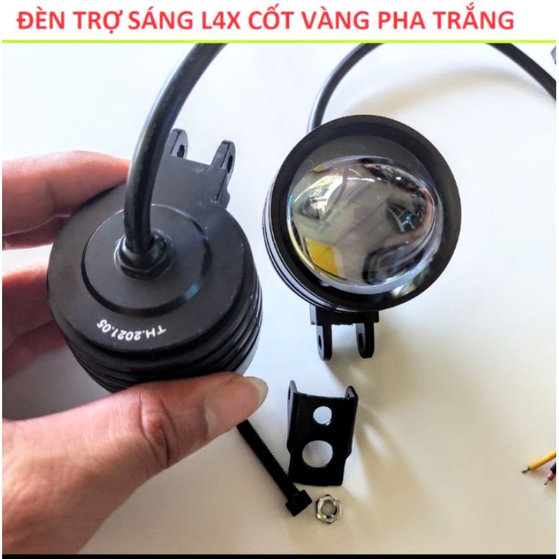 1 ĐÈN TRỢ SÁNG L4 BI CẦU SIÊU SÁNG 2 CHẾ ĐỘ SÁNG PHA TRẮNG CỐT VÀNG XE MÁY VÀ ÔTÔ HÀNG CHẤT LƯỢNG