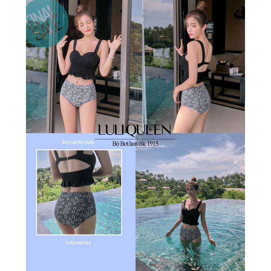 Bikini, Bộ đồ bơi, Bộ đồ tắm, đi biển |Bơi 2 mảnh họa tiết hoa cúc MS1915