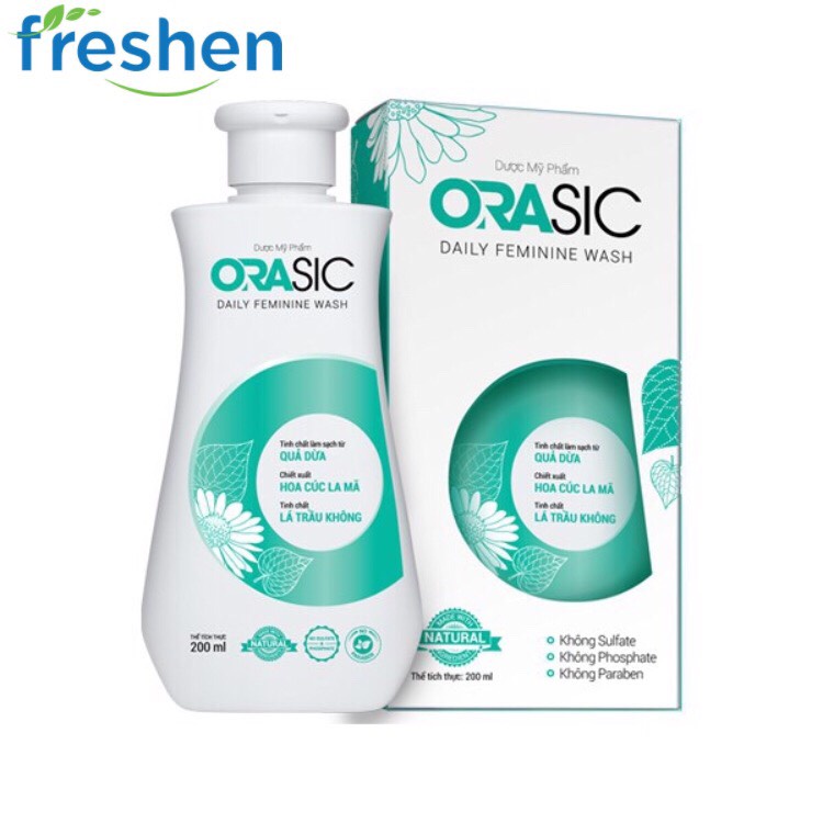 Dung dịch vệ sinh Phụ Nữ hàng ngày ORASIC 200ml -Tinh chất lá Trầu Không làm sạch vùng kín hương thơm nhẹ nhàng tươi mát