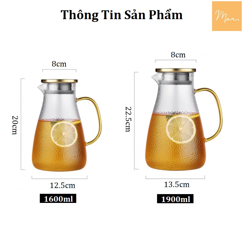 Bình nước thủy tinh chịu nhiệt (1.6L - 1.9L)