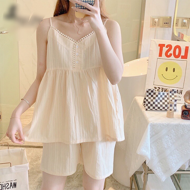 Bộ ngủ 2 dây, bộ mặc nhà nữ tiểu thư chất mềm mịn, thoáng mát, mặc ngủ sexy gợi cảm (Mã 2S)