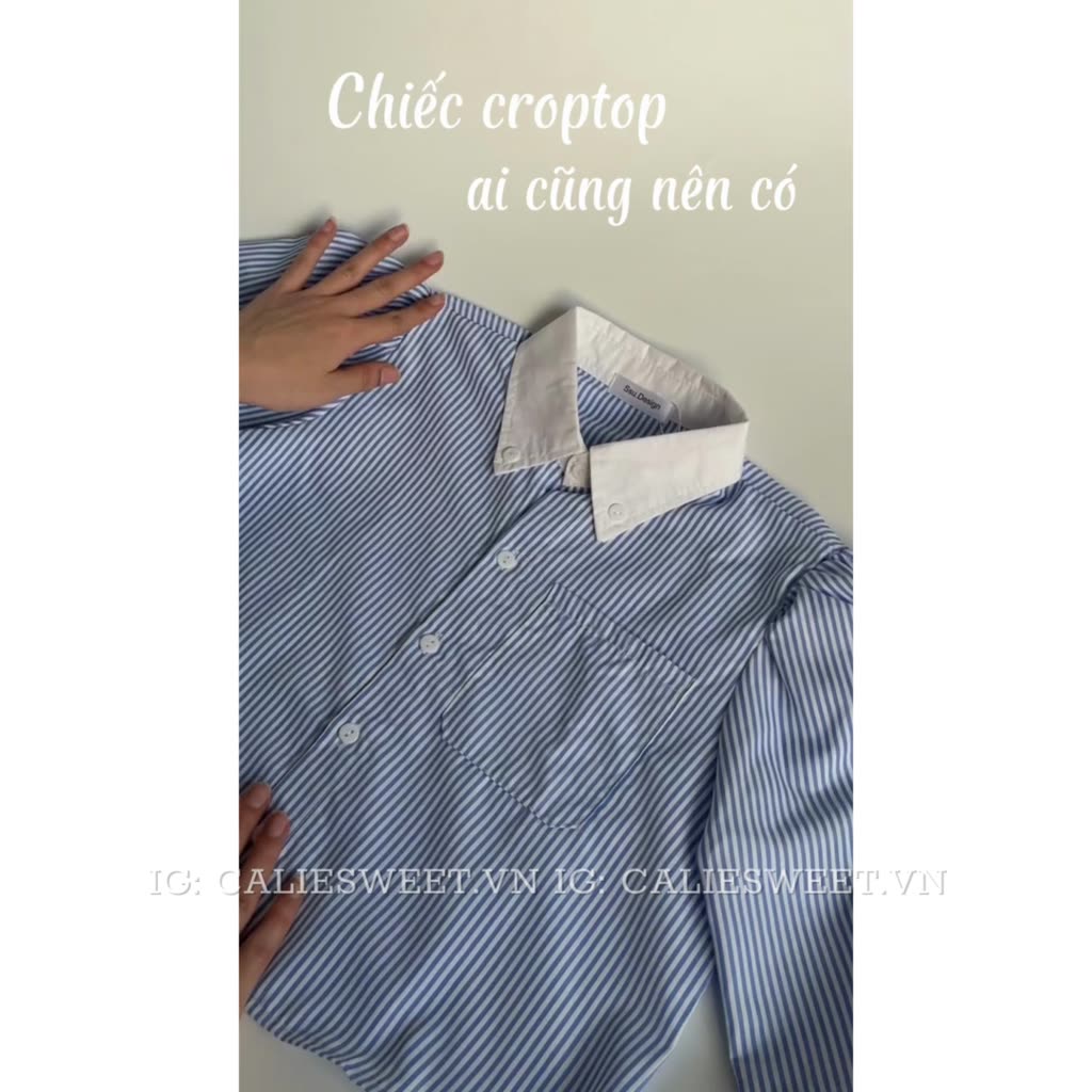 Áo sơ mi croptop Caliesweet áo sơ mi ulzzang nữ hàng quảng châu cao cấp | BigBuy360 - bigbuy360.vn