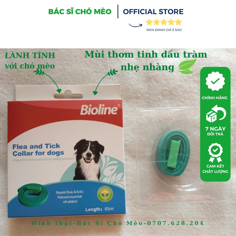 Vòng Cổ Trị Ve Rận Cho Chó Mèo Bioline 100% Tự Nhiên- An toàn lành tính- Vòng Chống Bọ Chét