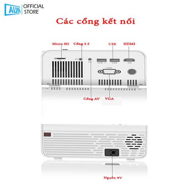 Máy chiếu mini AUN C90HD Plus - Độ phân giải thực chuẩn HD-Kết nối điện thoại, laptop- bảo hành 12 tháng