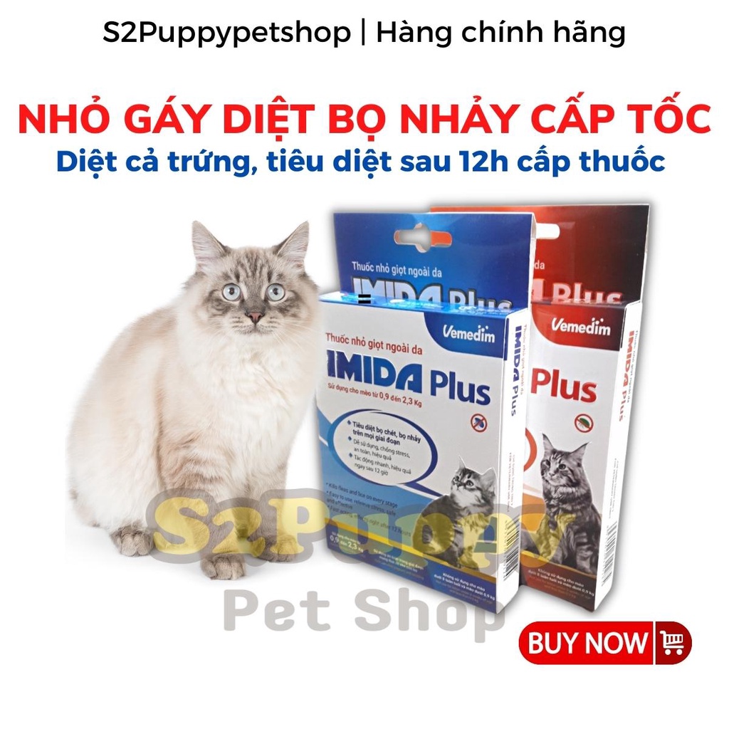 Nhỏ Gáy Phòng Ve Vận, Bọ Chét, Bọ Nhảy cho Mèo - Nhỏ gáy mèo Imida Plus - Hiệu quả cấp tốc