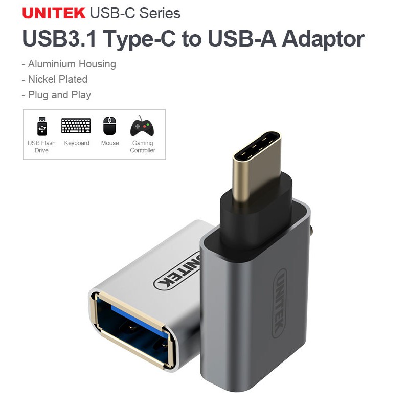 Đầu đổi Type C 3.1 -&gt; USB 3.0 OTG Unitek YA 025CGY